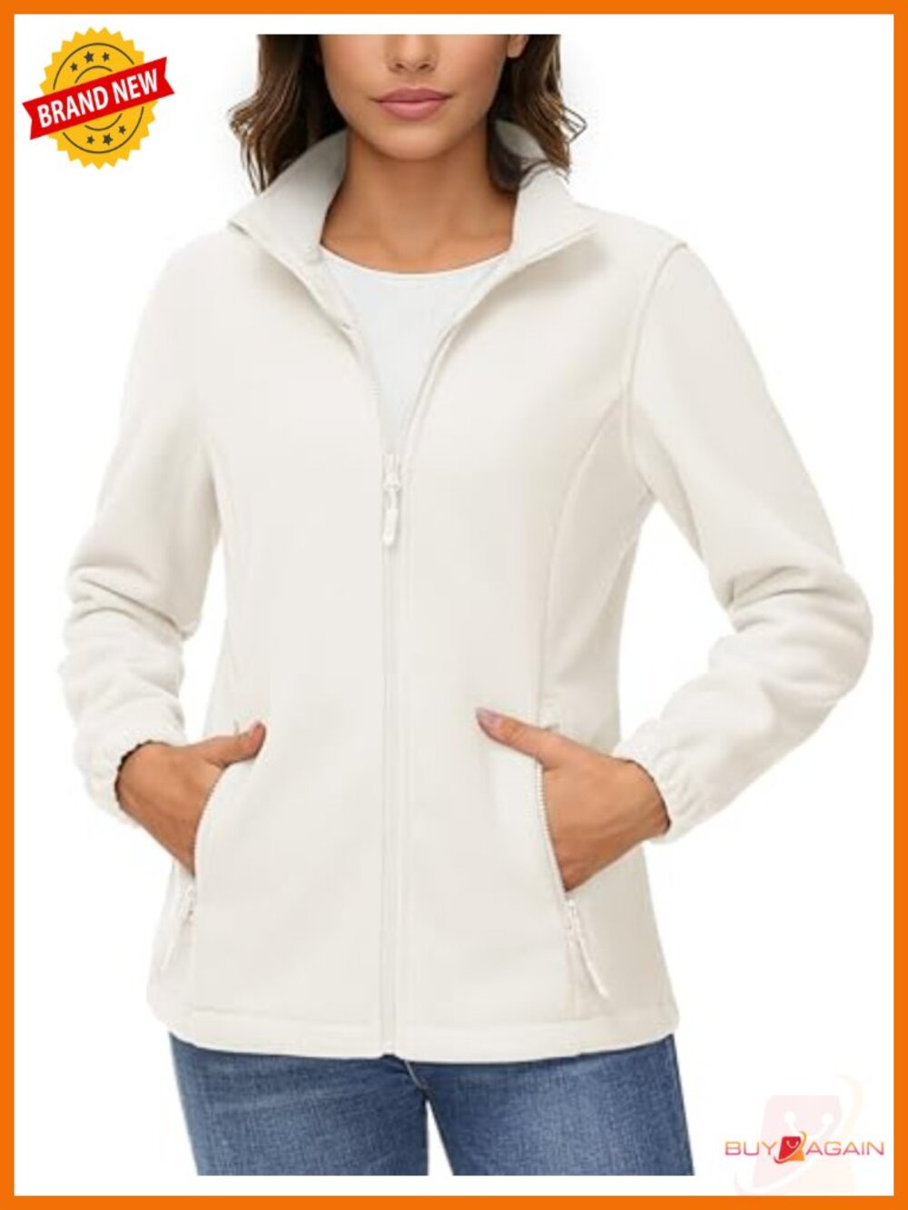 Women's Lightweight Fleece Jacket Full Zip Sweatshirt Stand Collar Pockets